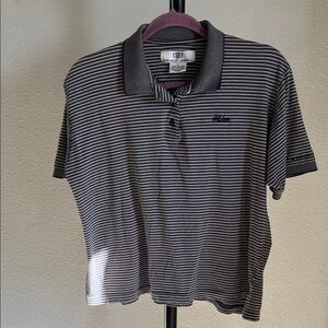 Classic Striped Polo Shirt - Boxy Fit Blue and Tan